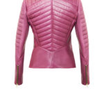 Lederjacke Damen Berry - Bikerjacke Damen mit Rückentsteppung, berry, von Modedesigner Stefan Eckert aus Hamburg-2