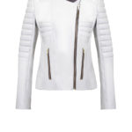 Luxus Lederjacke Damen weiß von Designer Stefan Eckert aus Hamburg, mit Rückentsteppung