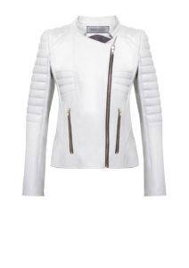 Luxus Lederjacke Damen weiß von Designer Stefan Eckert aus Hamburg, mit Rückentsteppung