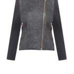 Damenjacke mit Schößchen - Bikerjacke in Kroko-Optik aus Quiltstoff, Übergangsjacke, von Designer Stefan Eckert aus Hamburg, 1