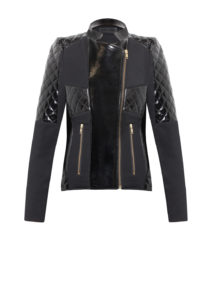 Bikerjacke Lackleder - Lack-Lederjacke-Bikerjacke-Damen-schwarz-mit-Wabensteppung-aus-Lammleder, in Farbe schwarz, -von-Modedesigner-Stefan-Eckert-aus-Hamburg,1