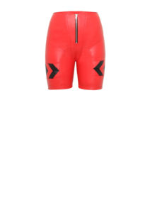 Lederhose Damen Rot Kurz,-aus-Stretch-Lammleder,-im-Race-Look,-von-Modedesigner-Stefan-Eckert-1