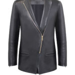 Lederblazer-Herren-schwarz von Designer Stefan Eckert aus Hamburg,-aus-Lammleder,-mit-Reißverschluss