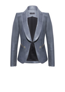 Luxus Lederblazer Damen grau von Designer Stefan Eckert aus Hamburg-aus-Lammleder