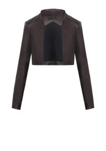 Lederbolero -Lederjacke kurz, aus Stretchleder, in Farbe schwarz, von Designer Stefan Eckert aus Hamburg-1