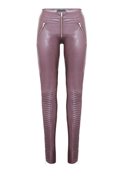 Lederhose Damen Aubergine Biker, stretch,-von-Modedesigner-Stefan-Eckert-aus-Hamburg-1