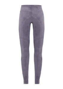 Lederhose Damen Velours Grau,-von-Modedesigner-Stefan-Eckert-aus-Hamburg-1