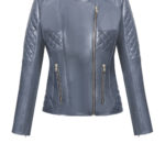 Lederjacke Damen Rauten G3 - Lederjacke-Bikerjacke-Damen,-Lammleder,-mit-Wabensteppung,-grau, von Designer Stefan Eckert aus Hamburg-1