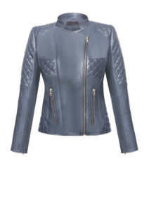 Lederjacke Damen Rauten G3 - Lederjacke-Bikerjacke-Damen,-Lammleder,-mit-Wabensteppung,-grau, von Designer Stefan Eckert aus Hamburg-1