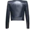 Lederjacke Damen mit Volantkragen - B2 - Lederjacke-Damen-Volant-und-Schultersteppung,-schwarz,-von-Modedesigner-Stefan-Eckert-aus-Hamburg-2