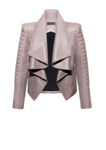 Lederjacke Damen mit Volantkragen - M1-mit-Volantkragen-und-Steppung,-von-Modedesigner-Stefan-Eckert-aus-Hamburg-1