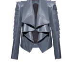 Lederjacke Damen mit Volantkragen - G4 - Lederjacke-Damen-grau, Schuppen,-von-Modedesigner-Stefan-Eckert-aus-Hamburg-1