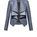 Lederjacke Damen mit Volantkragen - G1 - Lederjacke-Damen-grau,-Steppung-und--Volant-Kragen,-von-Modedesigner-Stefan-Eckert-aus-Hamburg-1