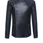 Luxus Lederjacke Herren von Designer Stefan Eckert aus Hamburg, Bikerjacke für Herren aus schwarzem Lammleder mit Steppungen