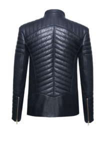 Lederjacke und Bikerjacke für Herren aus schwarzem Lammleder mit Steppungen, von Designer Stefan Eckert aus Hamburg