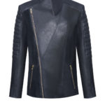 Luxus Lederjacke Herren von Designer Stefan Eckert aus Hamburg, mit raffiniert geschnittenem Kragen und Steppungen in Farbe schwarz. Der Look ist inspiriert am Bikerstil. Ein Modell von Designer Stefan Eckert aus Hamburg