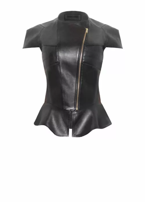 Luxus Lederjacke Soldier Jacket von Designer Stefan Eckert aus Hamburg- Kurze Lederjacke mit kurzen Ärmeln, schwarz, aus Lammleder