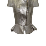 Luxus Lederjacke Soldier Jacket von Designer Stefan Eckert aus Hamburg- Kurze Lederjacke mit kurzen Ärmeln, gold, aus Lammleder