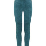 Lederhose Damen Velours Petrol - Lederleggins-Wildleder-petrol,-von-Modedesigner-Stefan-Eckert-aus-Hamburg-1