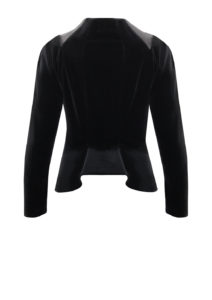Corsage Samtjacke mit Ledereinsätzen, Bondage-Style, Samtblazer, schwarz, von Designer Stefan Eckert aus Hamburg-2