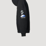 Designer Hoodie by Stefan Eckert, made of high quality organic cotton, color black, with angel of the universe digital print and Stefan Eckert embroidery, menswear Streetstyle. Available in two sizes.