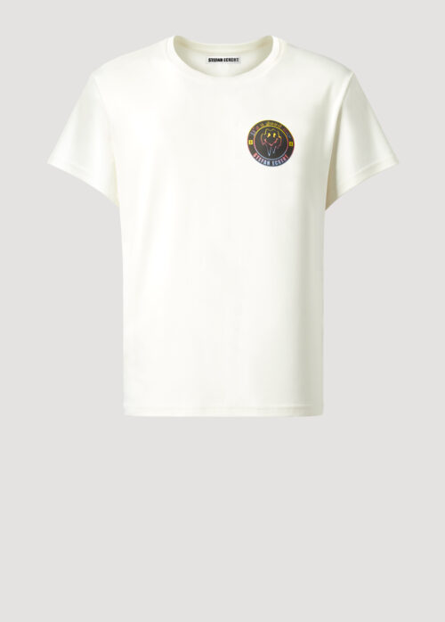 Designer T-Shirt by Stefan Eckert, made of high quality organic cotton, with smiley print and logo embroidery. For men and women. Available in two sizes.