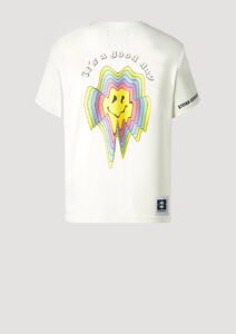 Designer T-Shirt by Stefan Eckert, made of high quality organic cotton, with smiley print and logo embroidery. For men and women. Available in two sizes.