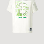 Designer T-Shirt by Stefan Eckert, made of high quality organic cotton, color ecru, with flamingo and palm print. For men and women. Available in two sizes.