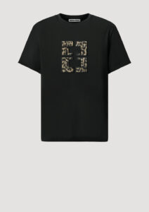 Designer T-Shirt by Stefan Eckert, made of high quality organic cotton, with leopard print logo embroidery. For men and women. Available in two sizes.