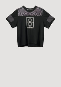 Designer T-Shirt by Stefan Eckert, made of high quality organic cotton, with transparent sleeves. For women. Available in two sizes.