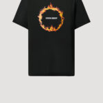 Designer T-Shirt by Stefan Eckert, made of high quality organic cotton, with an fire ring embroidery on chest. For men and women. Available in two sizes.