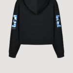 Designer Hoodie by Stefan Eckert, made of high quality organic cotton, color black, with camouflage embroidery on sleeves. For women. Available in two sizes.