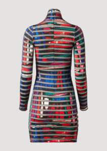 Painting Dress mit Netzstreifen von Designer Stefan Eckert. Erhältlich in Hamburg, London, New York, London und Paris. Painting Dress with mesh stripes by designer Stefan Eckert. Available in Hamburg, London, New York, London and Paris.