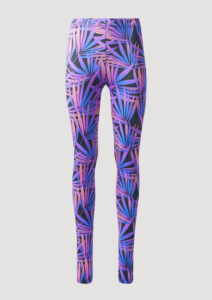 Yoga Leggins mit Palmendruck aus Lycra von Designer Stefan Eckert. Yoga leggings with palm print made of Lycra by designer Stefan Eckert.