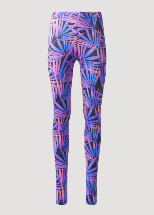 Yoga Leggins mit Palmendruck aus Lycra von Designer Stefan Eckert. Yoga leggings with palm print made of Lycra by designer Stefan Eckert.